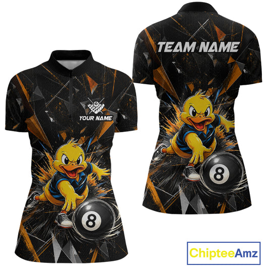 Custom Orange Funny Duck Billiards Shirt for Women 8 Ball Pool Team Jersey Billiard Outfit BHT98
