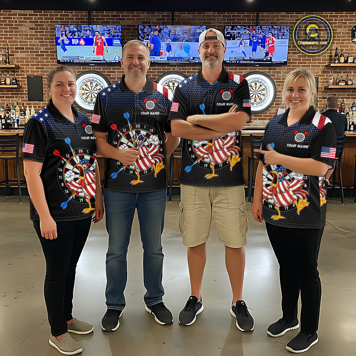 Custom Funny Chicken Dart Shirt American Dart Jerseys for Women Polo & 1/4 Zip Dartboard Shirt DHT6