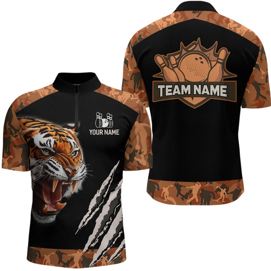 Tiger Bowling Shirt Custom Bowling Team Jersey for Men Bowling Outfit Polo & 1/4-Zip QZT772
