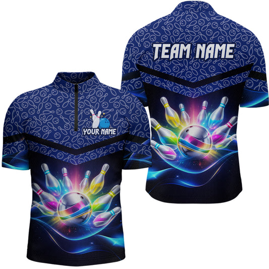 Personalized Bowling Team Shirt for Men Polo & 1/4 Zip Bowling Jersey League QZT839