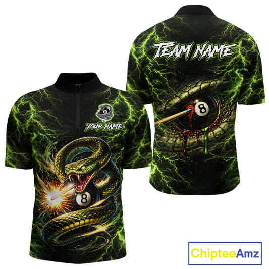 Custom Green Cobra Snake Billiard Jersey for Men 8 Ball Billiard Shirt for Team Polo & 1/4 Zip BHT8
