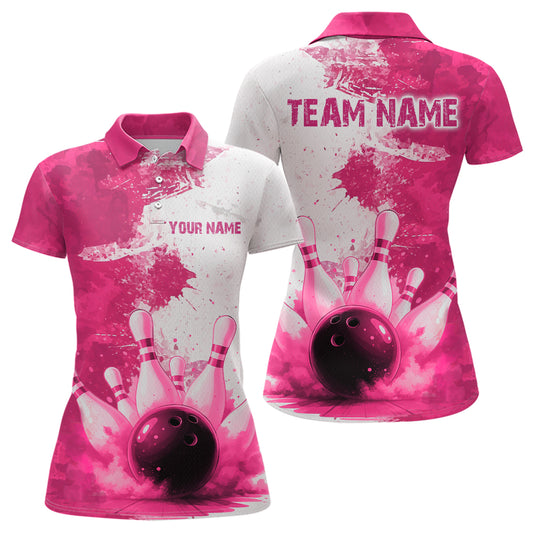 Orange Bowling Shirts for Women Men Custom Bowling Polo & 1/4 Zip Shirt for Team MBL220