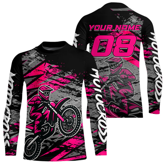 Pink Motocross Jersey Custom Dirt Bike Shirts Men Kid Women Racing Offroad Jersey XM415
