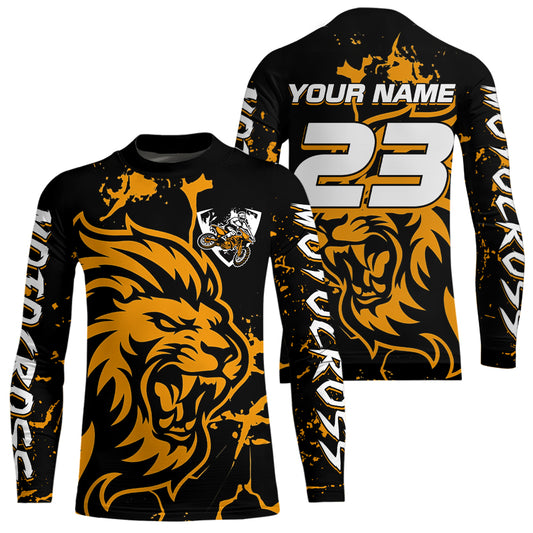 Orange Lion Custom Motocross Racing Jersey Kid Women Men Dirt Bike Shirts Riding Shirt XM422