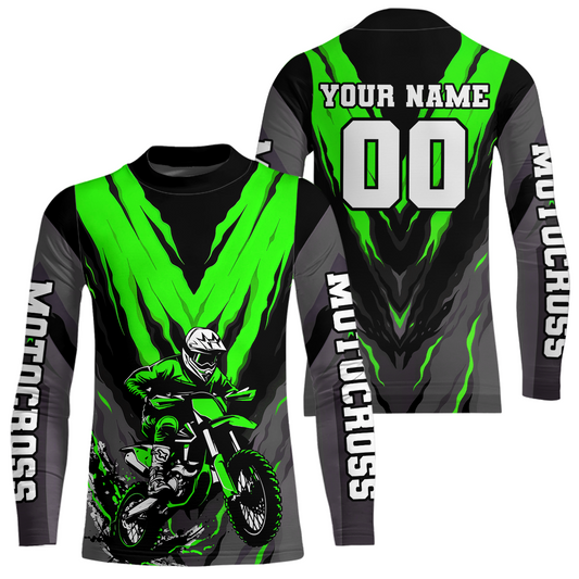 Custom Green Motocross Racing Jersey for Men Women Kid Dirt Bike Shirts Riding Shirt XM443