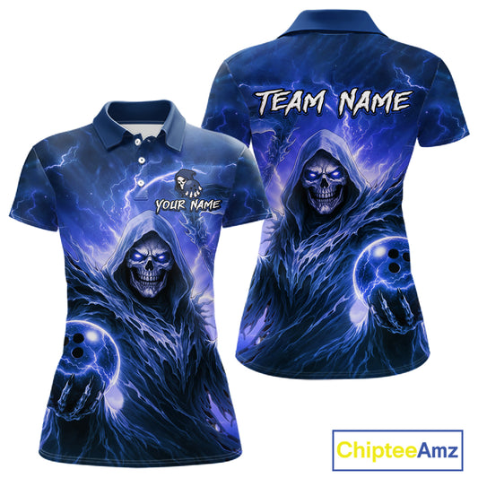 Blue Bowling Shirts for Team Women Men Custom Death Bowling Jersey Bowl League MBL248