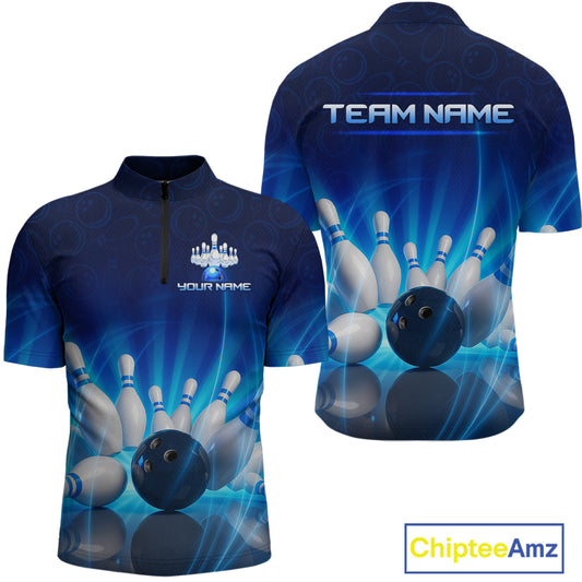 Custom Lightning Bowling Jersey for Men Bowling Team Shirts Bowling Uniform Polo & 1/4 Zip HNT164