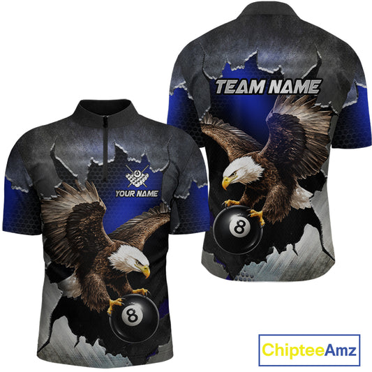 Custom Cracked Eagle 8 Ball Billiard Shirts for Men Billiard Team Jerseys Billiard League NNT278