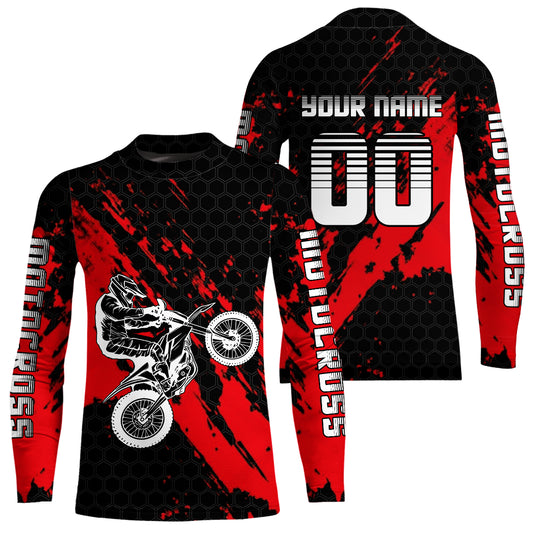 Red Youth Motocross Jersey Adult Kid Upf30+Custom Racing Jersey Off-Road Jersey DNT51