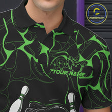 Load image into Gallery viewer, Custom Black And Green Cobra Snake Bowling Jerseys, Bowling Team Men Polo Shirts IPHW9039
