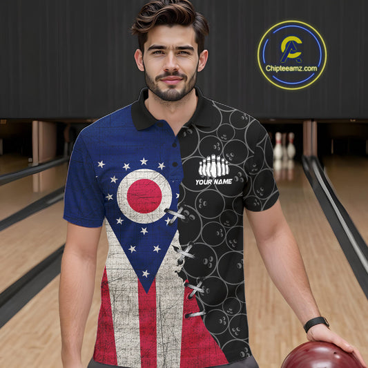 Ohio Flag Custom Bowling Team Shirts For Men, Patriotic Bowling League Shirt IPHW10720