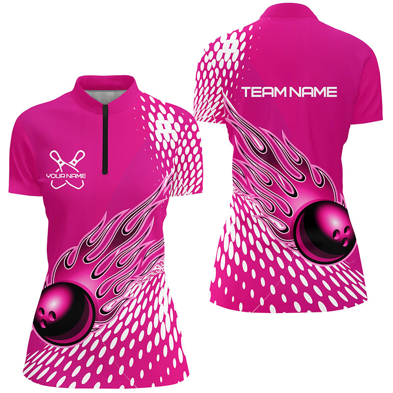 Personalized Flame Bowling Shirts For Women, Bowling Ball Custom Bowling Team Shirt IPHW4978