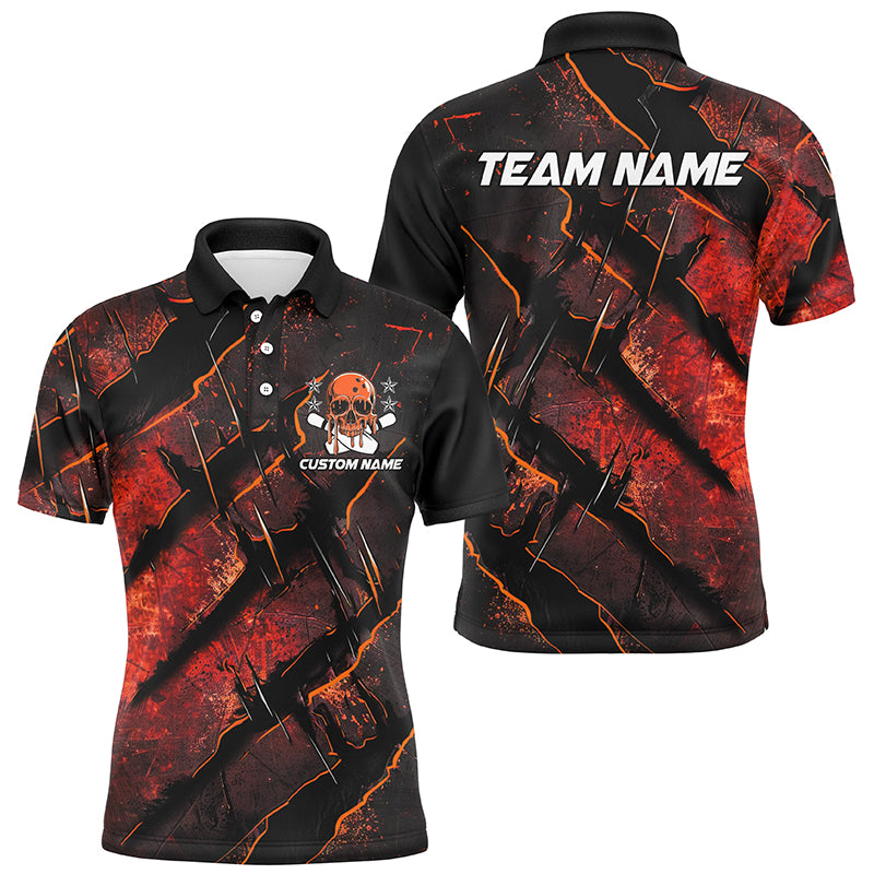 Orange Claw Customize Team Bowling Shirts, Skull Bowling Jerseys For Men And Women IPHW6484