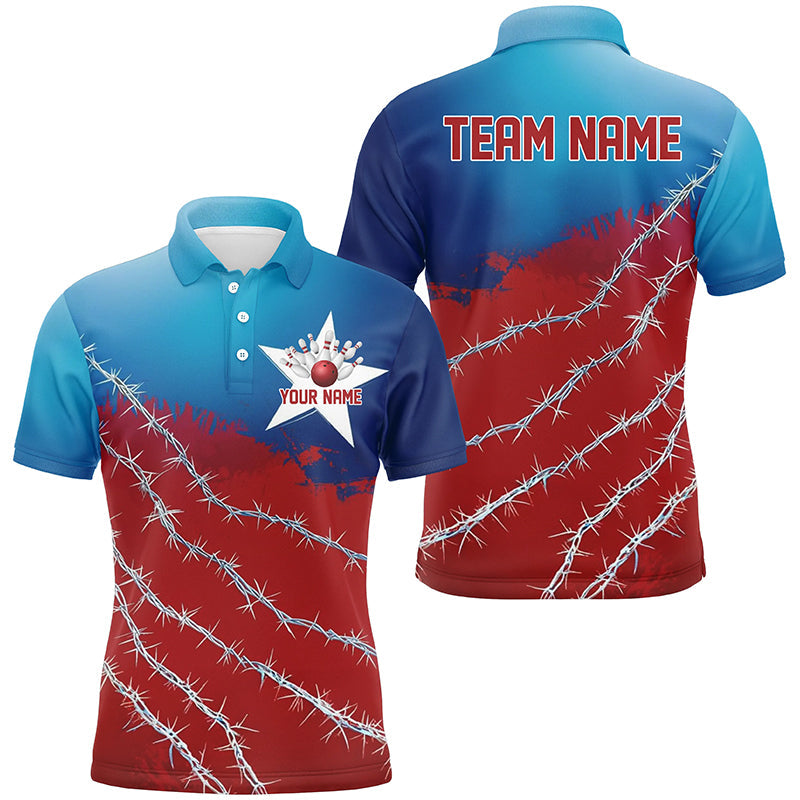 Custom Texas Bowling Shirts For Men, Barbed Wire Texas Bowling Team Shirt Bowler Outfit IPHW7551