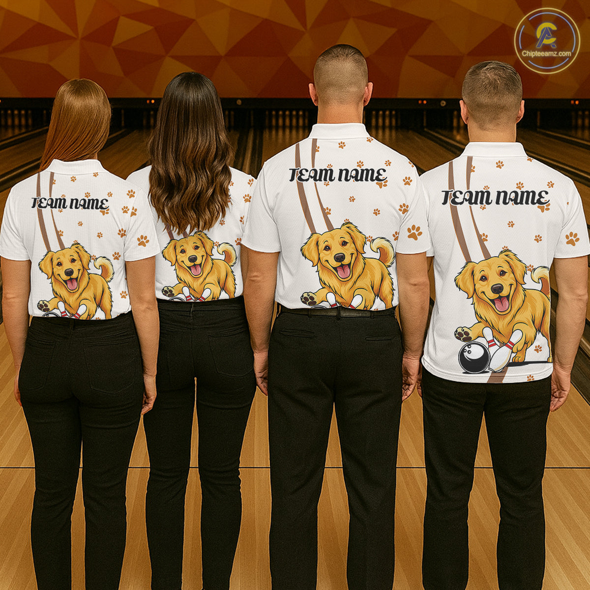 Custom Funny Golden Retriever Dog Men Bowling Team Shirt, Dog Lovers Bowling Uniform IPHW10209