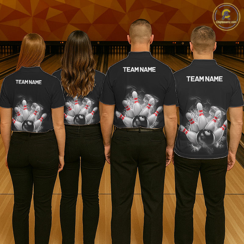 Custom Smoke Bowling Shirts For Men, Bowling Uniform Team Bowling Jerseys IPHW7373