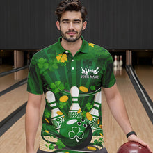 Load image into Gallery viewer, Custom Green St Patrick'S Day Bowling Polo Shirts For Men, Celtic Team Bowling Outfits IPHW8375