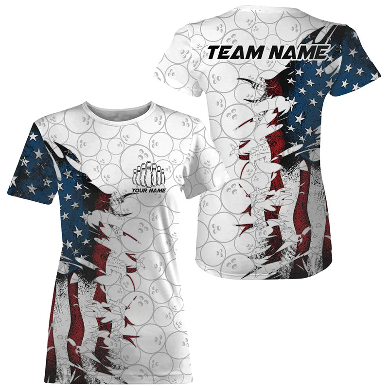 Vintage American Flag Custom Patriotic Bowling For Women And Women, Outfits Bowling IPHW6984