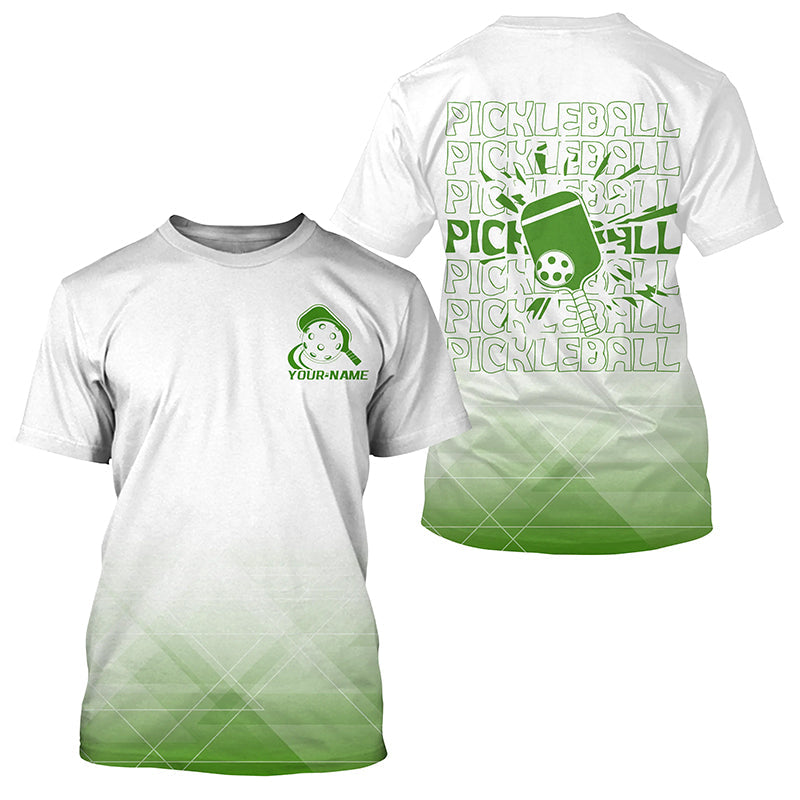 White And Green Custom Pickleball T-Shirts For Men, Pickleball Spirit For Pickleballer IPHW7744