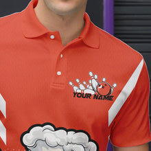 Load image into Gallery viewer, Custom Funny Beer Bowling Polo Shirts For Men, Orange Bowling Team Bowling League Shirt IPHW8931