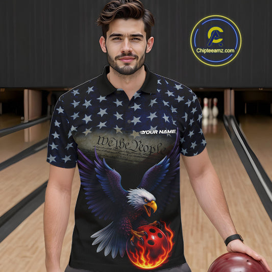 Custom Patriotic We The People Eagle Bowling Team Shirt For Men, Bowling League Shirt IPHW10200