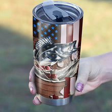 Load image into Gallery viewer, 1PC Walleye Fishing Tumbler American Flag Custom Tumbler Cup Fishing Gifts For Dad On Father'S Day NQS1954