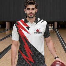 Load image into Gallery viewer, Black and White Bowling Polo, Quarter Zip Shirt for Men Custom Lightning Team bowling jerseys | Red NQS9324