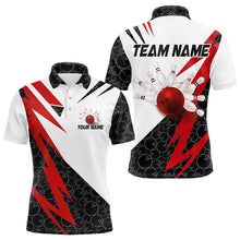 Load image into Gallery viewer, Black and White Bowling Polo, Quarter Zip Shirt for Men Custom Lightning Team bowling jerseys | Red NQS9324