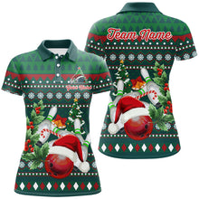 Load image into Gallery viewer, Funny ugly Christmas Green Women's Bowling Shirts Custom Team Bowling Jerseys Xmas Gift for bowlers NQS8894