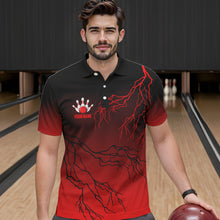 Load image into Gallery viewer, Black and Red gradient Lightning thunder storm Bowling shirts for Men Custom Bowling Team Jerseys NQS9353