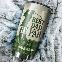 Load image into Gallery viewer, Green argyle pattern Best Dad By Par Custom Tumbler Cup personalized father's day golf gifts for dad NQS9867