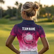 Load image into Gallery viewer, Funny Flamingo pink camo flame golf ball Women Golf Polo Shirts Custom Flamingo Golf attire for ladies NQS9697