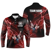 Load image into Gallery viewer, Mens polo bowling shirts Custom red lightning thunder Bowling Team Jersey, gift for team Bowlers NQS6145
