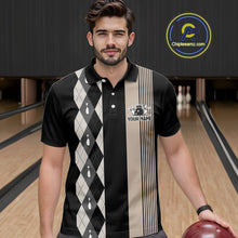 Load image into Gallery viewer, Retro Black argyle pattern Bowling shirts For Men custom bowling team jerseys Bowler Outfits NQS10276