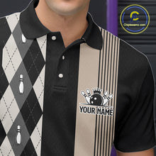 Load image into Gallery viewer, Retro Black argyle pattern Bowling shirts For Men custom bowling team jerseys Bowler Outfits NQS10276