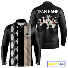 Load image into Gallery viewer, Retro Black argyle pattern Bowling shirts For Men custom bowling team jerseys Bowler Outfits NQS10276