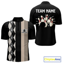 Load image into Gallery viewer, Retro Black argyle pattern Bowling shirts For Men custom bowling team jerseys Bowler Outfits NQS10276