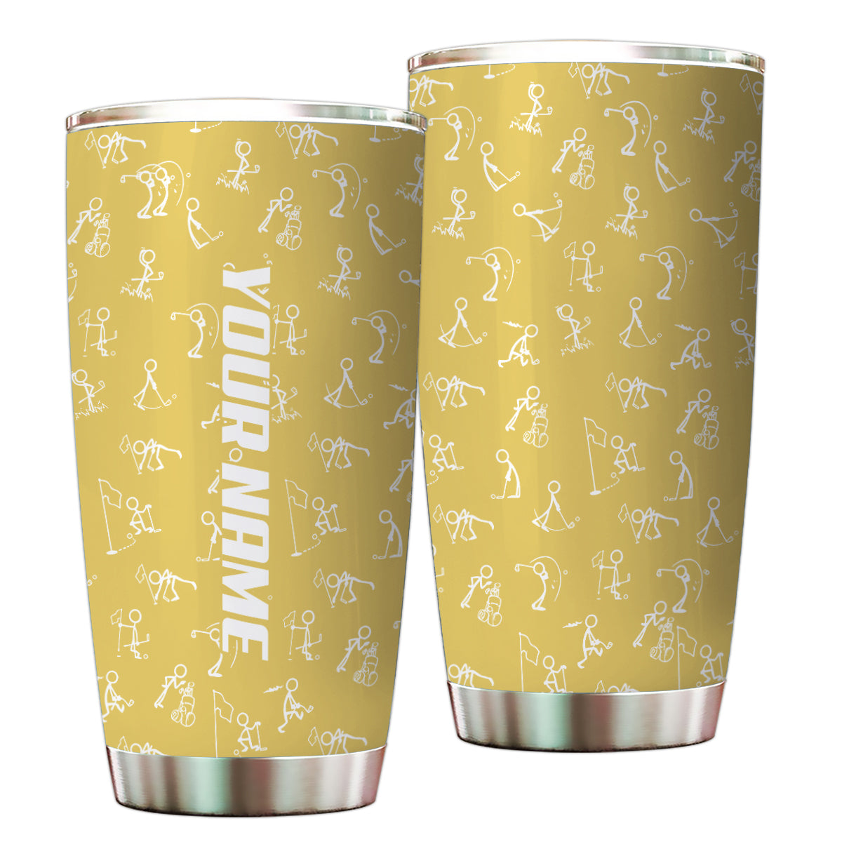 Multicolor Funny golf pattern Custom name Golf Stainless Steel Tumbler Cup - personalized golf gifts NQS9879