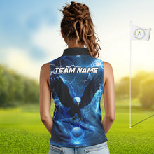 Load image into Gallery viewer, Blue Lightning Thunder Eagle Women Sleeveless Polo Shirt custom ladies golf top, team golf shirts NQS10906
