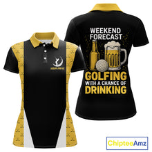 Load image into Gallery viewer, Funny Golf beer Women golf polos shirts custom Weekend forecast golfing with a chance of drinking NQS10302