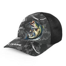 Load image into Gallery viewer, Largemouth Bass fishing black camo Custom Bass fishing hat Unisex Fishing Baseball Angler hat cap NQS10328