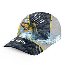 Load image into Gallery viewer, Walleye fishing blue camo Custom Walleye fishing hat Unisex Fishing Baseball Angler hat cap NQS10187