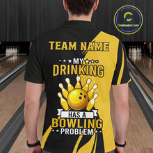 Load image into Gallery viewer, Funny yellow and black Bowling beer shirts for men custom My drinking team has a bowling problem NQS9927