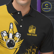 Load image into Gallery viewer, Funny yellow and black Bowling beer shirts for men custom My drinking team has a bowling problem NQS9927