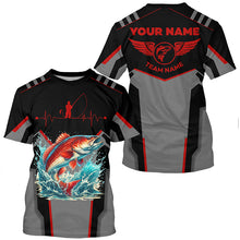 Load image into Gallery viewer, Personalized Black Redfish Fishing jerseys, Team red drum Fishing Long Sleeve tournament shirt| Orange NQS6286