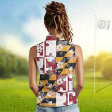 Load image into Gallery viewer, Maryland Flag tropical flower pattern Women Sleeveless polo shirt Custom ladies patriotic golf shirts NQS10064