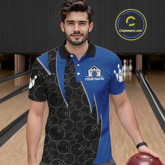 Black and blue lightning thunder shark bowling jerseys men custom bowling outfit men NQS11379