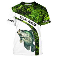 Load image into Gallery viewer, Crappie fishing Green Camo UV protection Customize name long sleeves fishing shirts, gift for fisherman NQS802