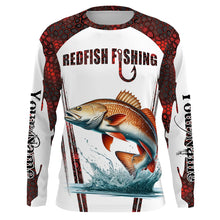 Load image into Gallery viewer, Redfish fishing red camo Custom Name 3D Fishing Shirts UV Protection Gift For Fisherman NQS5168