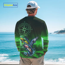 Load image into Gallery viewer, Personalized Mahi Mahi, Wahoo, Tuna Green Performance Fishing Shirt,compass offshore tournament Shirt NQS10234